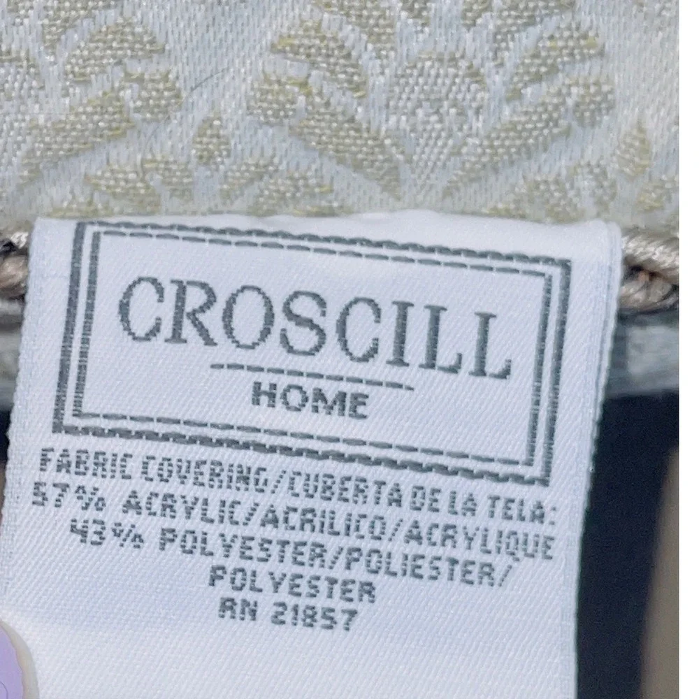 Croscill Home Set of 2 Decorative Throw Pillows Blk Cream Damask Jacquard Trim